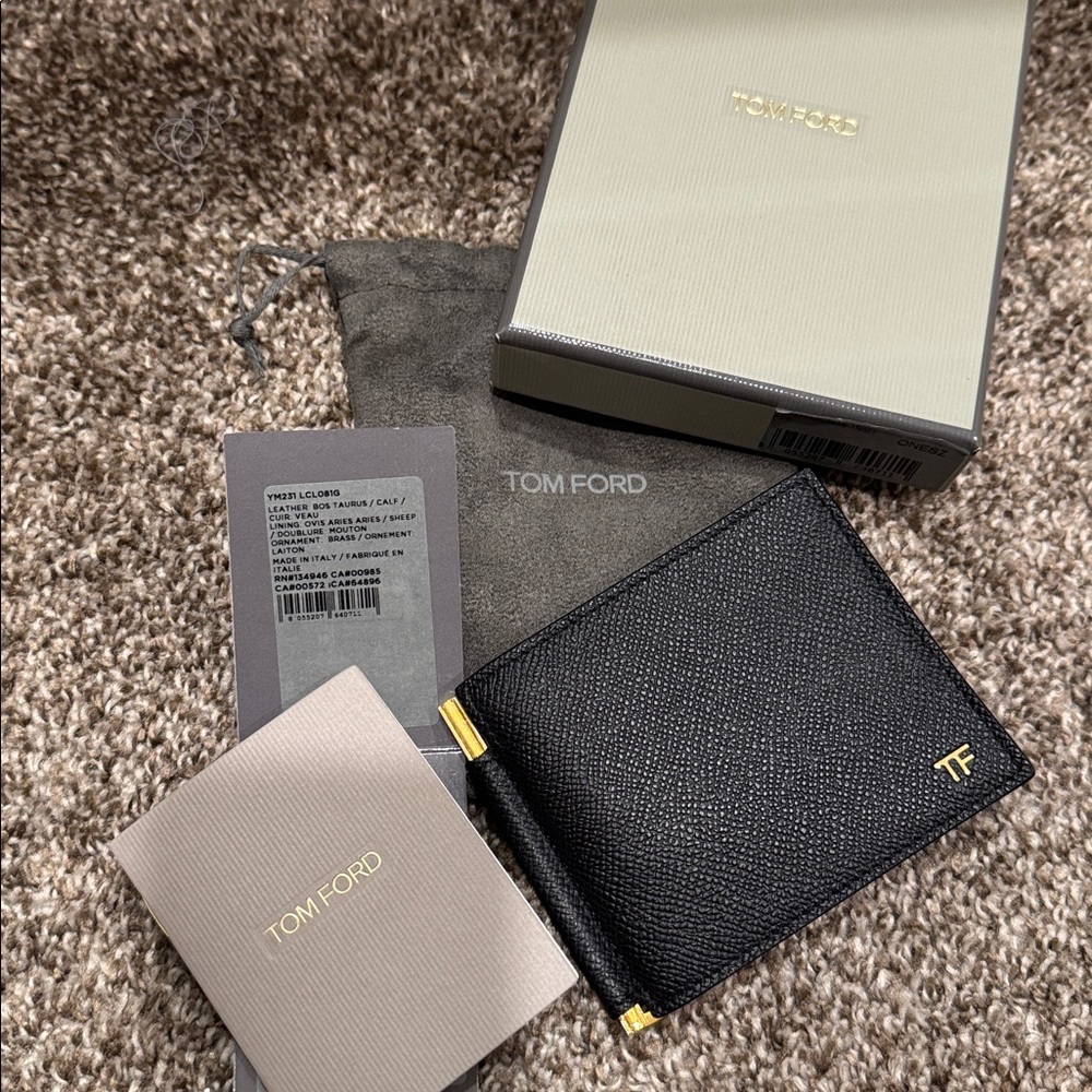 NWT Tom Ford Grain Leather TLine Money Clip Wallet